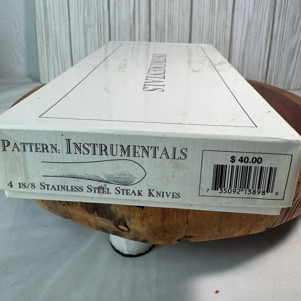 Instrumentals 18/8 Stainless Steel Steak Knives Set of 4‎ Teardrop Handle Korea